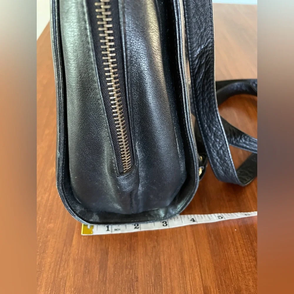 Black hard leather backpack handbag purse /backpack style